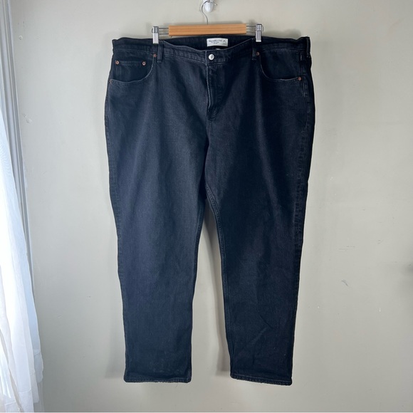 Abercrombie & Fitch Mid Rise 90s Straight Jean Washed Black Curve Love Size 36 - Picture 9 of 15